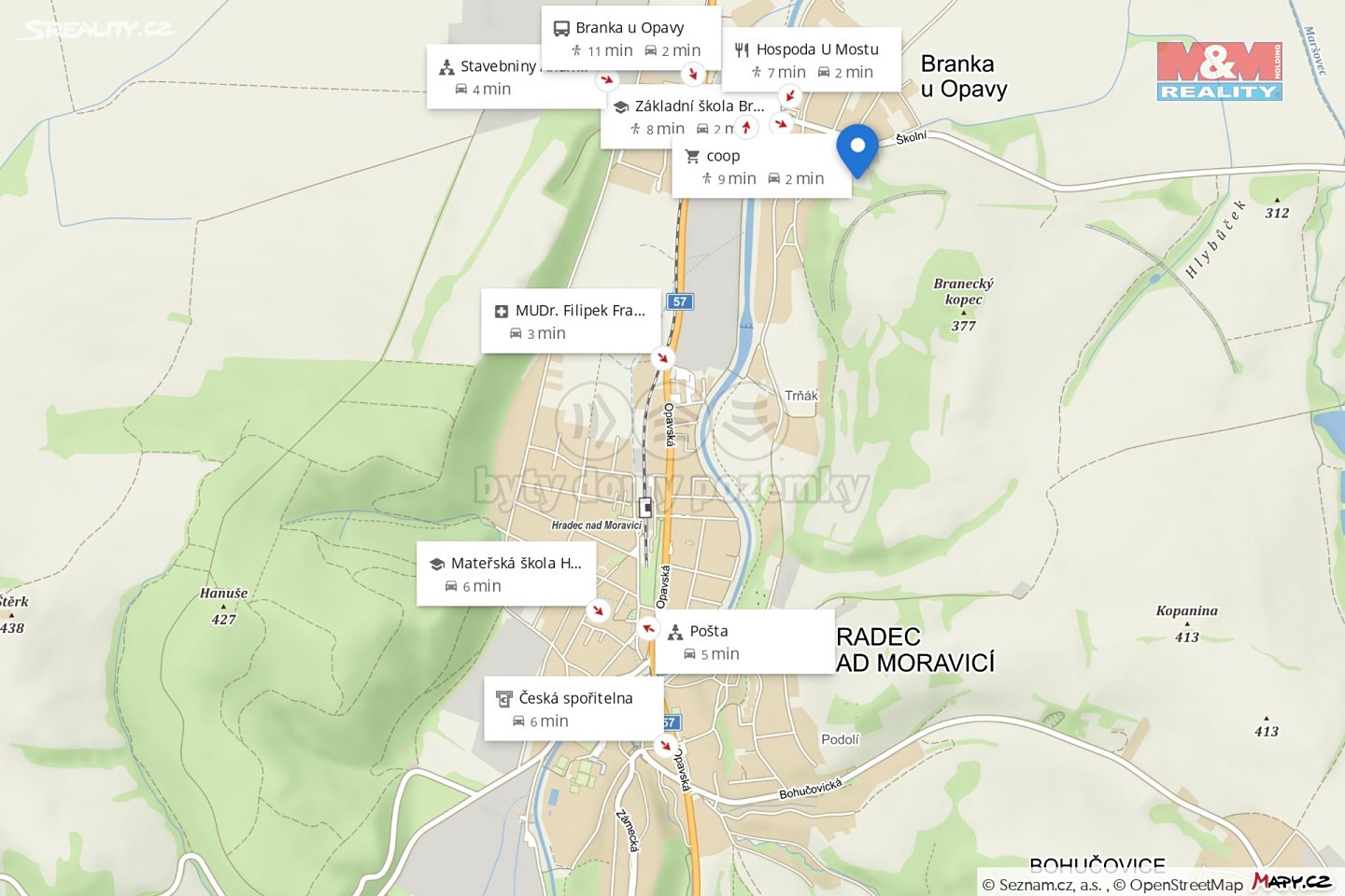 Prodej  stavebního pozemku 1 585 m², Branka u Opavy, okres Opava