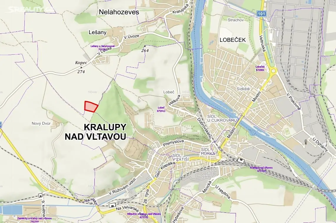 Prodej  pole 26 461 m², Nelahozeves - Lešany, okres Mělník