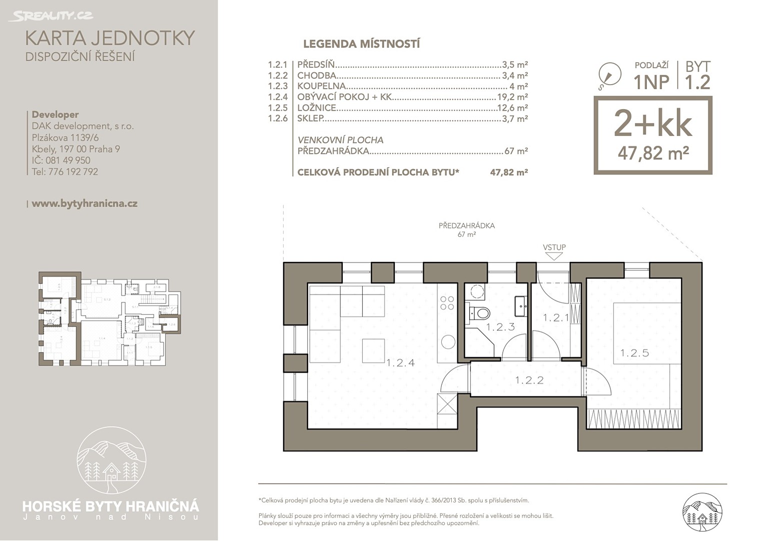 Prodej bytu 2+kk 44 m², Janov nad Nisou - Hraničná, okres Jablonec nad Nisou