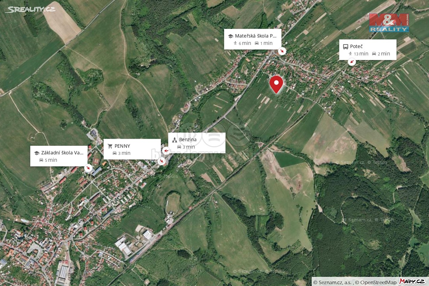 Prodej  stavebního pozemku 1 615 m², Poteč, okres Zlín