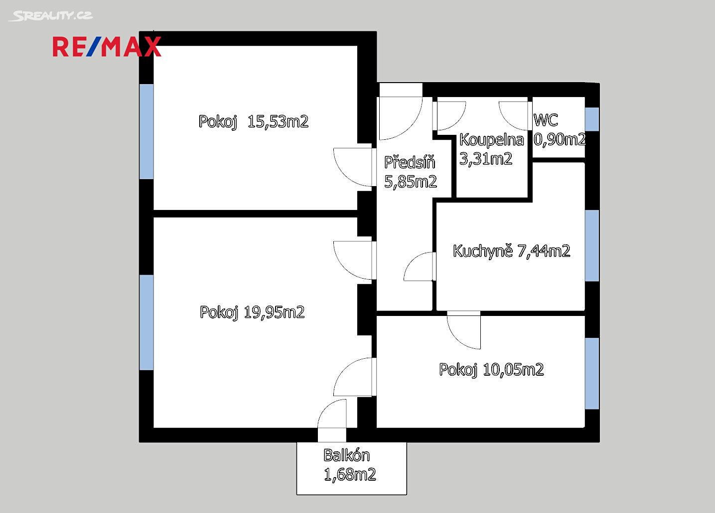 Pronájem bytu 3+1 66 m², Pravá, Praha 4 - Podolí
