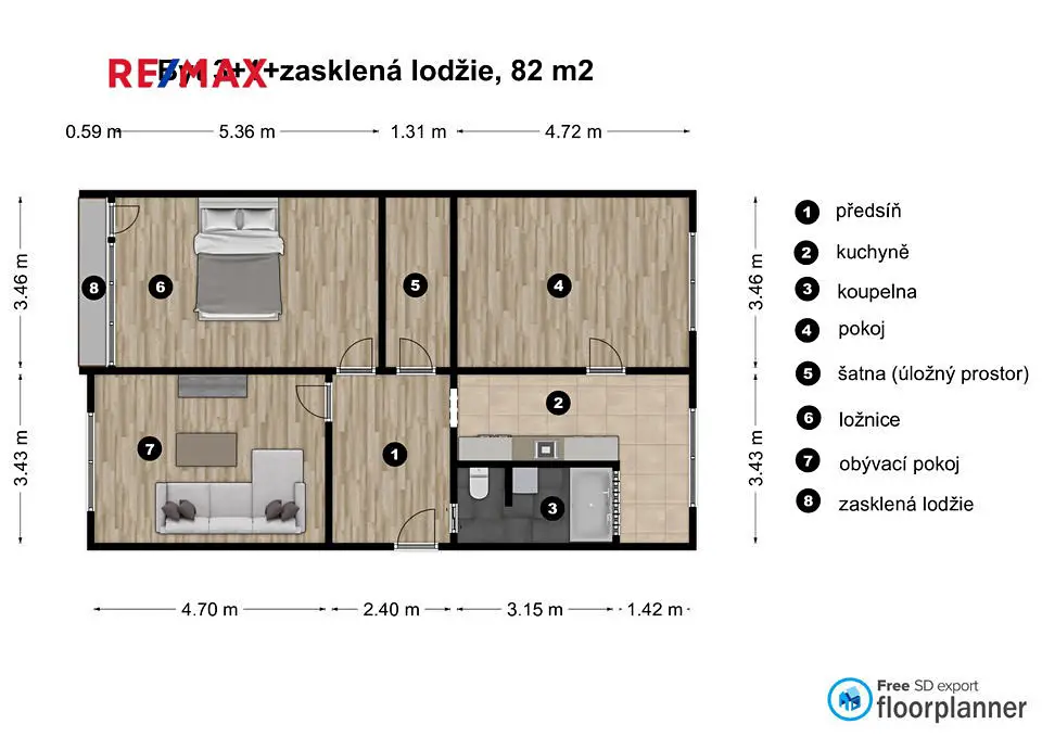 Prodej bytu 3+1 84 m², Na Výšině, Ústí nad Labem - Neštěmice