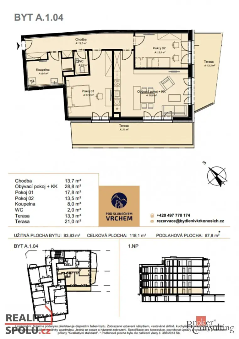 Prodej bytu 3+kk 118 m², Nádražní, Vrchlabí