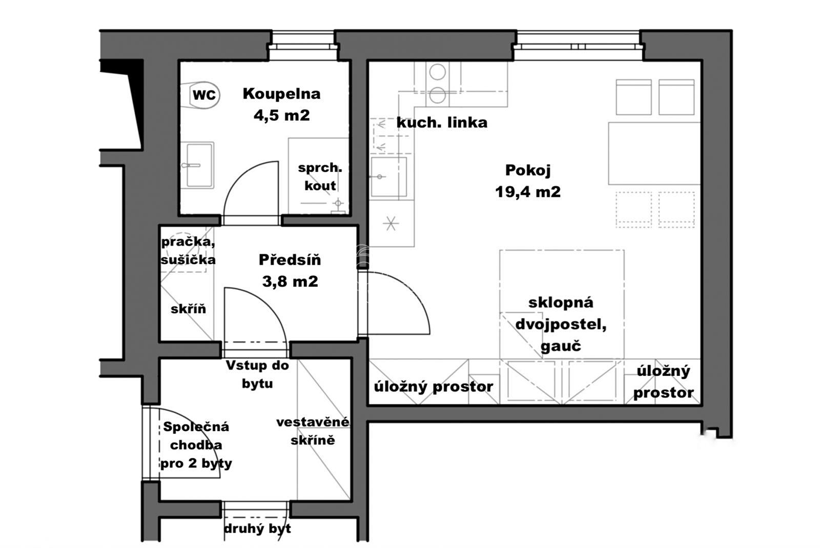 Pronájem bytu 1+kk 28 m², Střížkovská, Praha 8 - Střížkov
