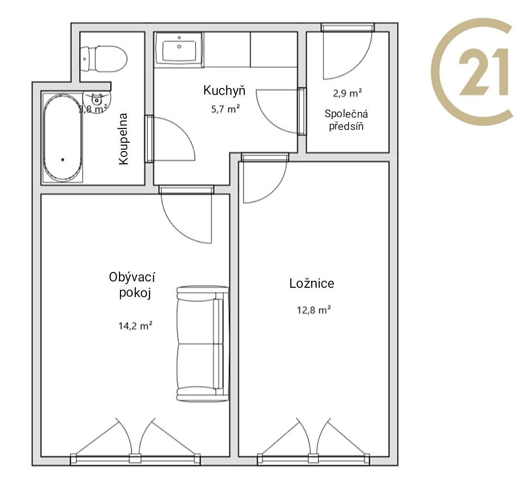 Pronájem bytu 2+kk 36 m², Blattného, Praha 5 - Stodůlky