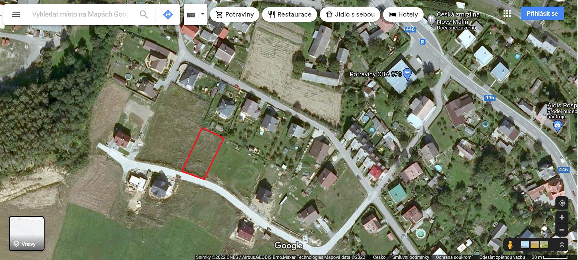 Prodej  stavebního pozemku 766 m², Nový Malín, okres Šumperk