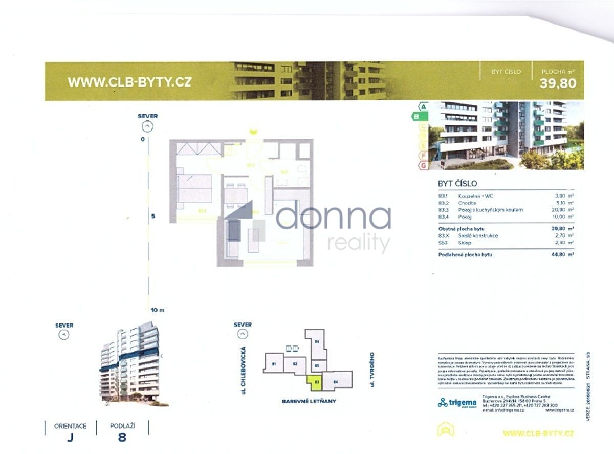 Pronájem bytu 2+kk 42 m², Chlebovická, Praha 9 - Letňany