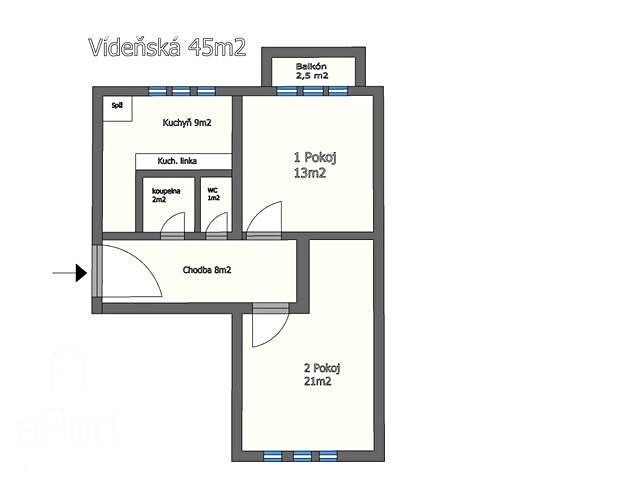 Prodej bytu 2+1 54 m², Vídeňská, Brno - Štýřice