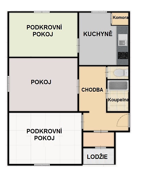 Prodej bytu 3+1 64 m² (Podkrovní), Družstevní, Kožlany
