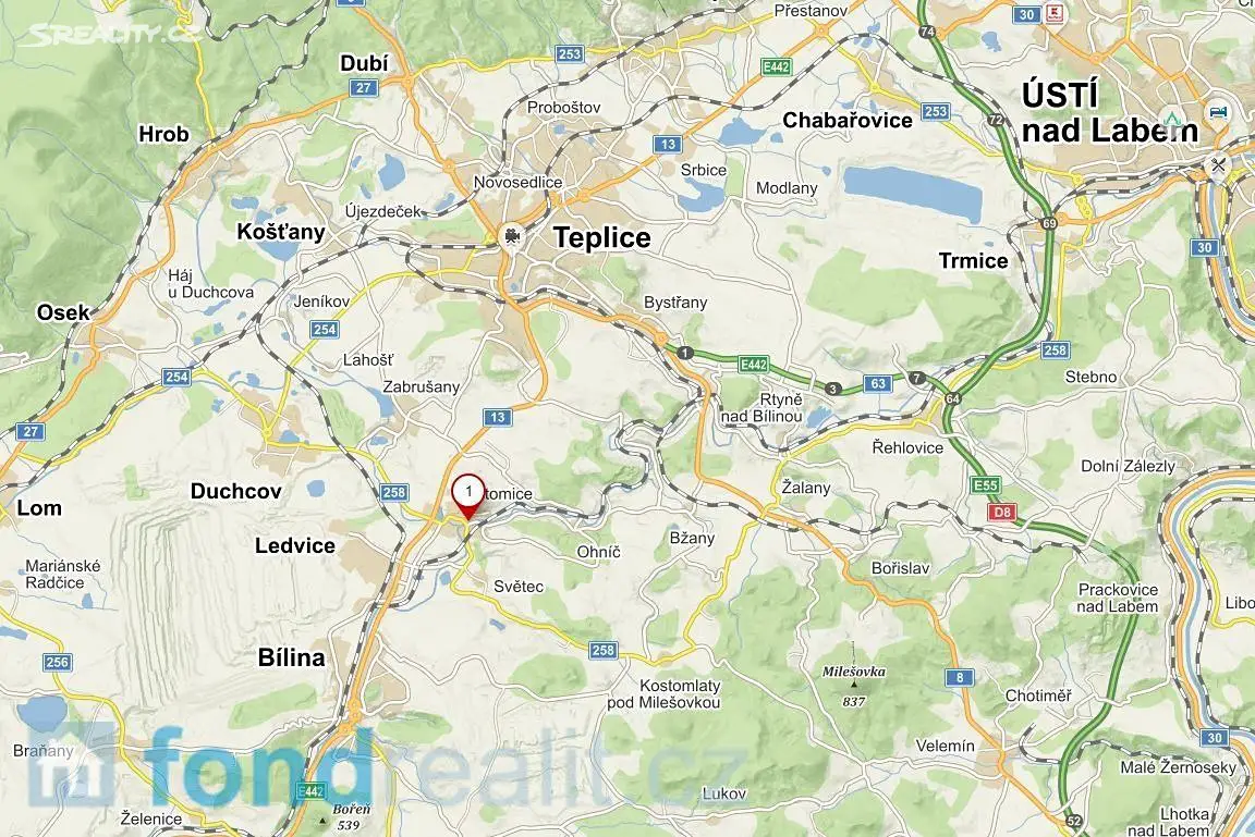 Prodej  pozemku 1 136 m², Hostomice, okres Teplice