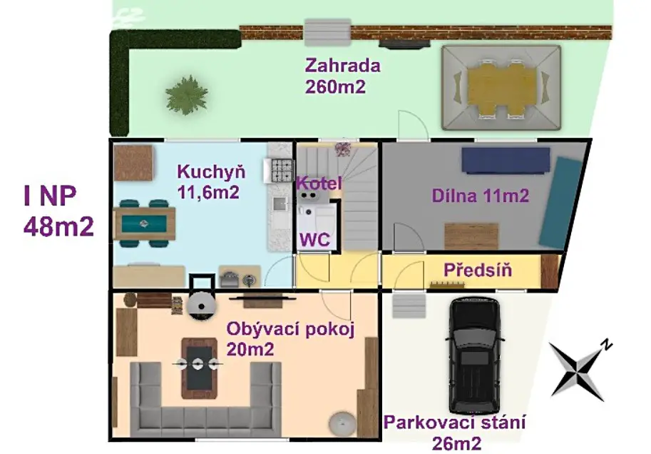 Pronájem  rodinného domu 100 m², pozemek 300 m², Na Pevnůstce, Olomouc - Radíkov