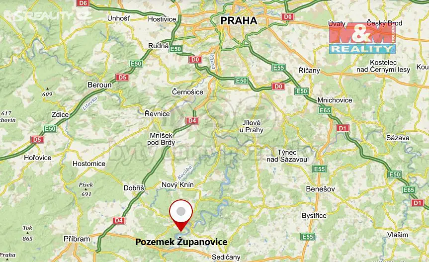 Prodej  pozemku 35 858 m², Županovice, okres Příbram