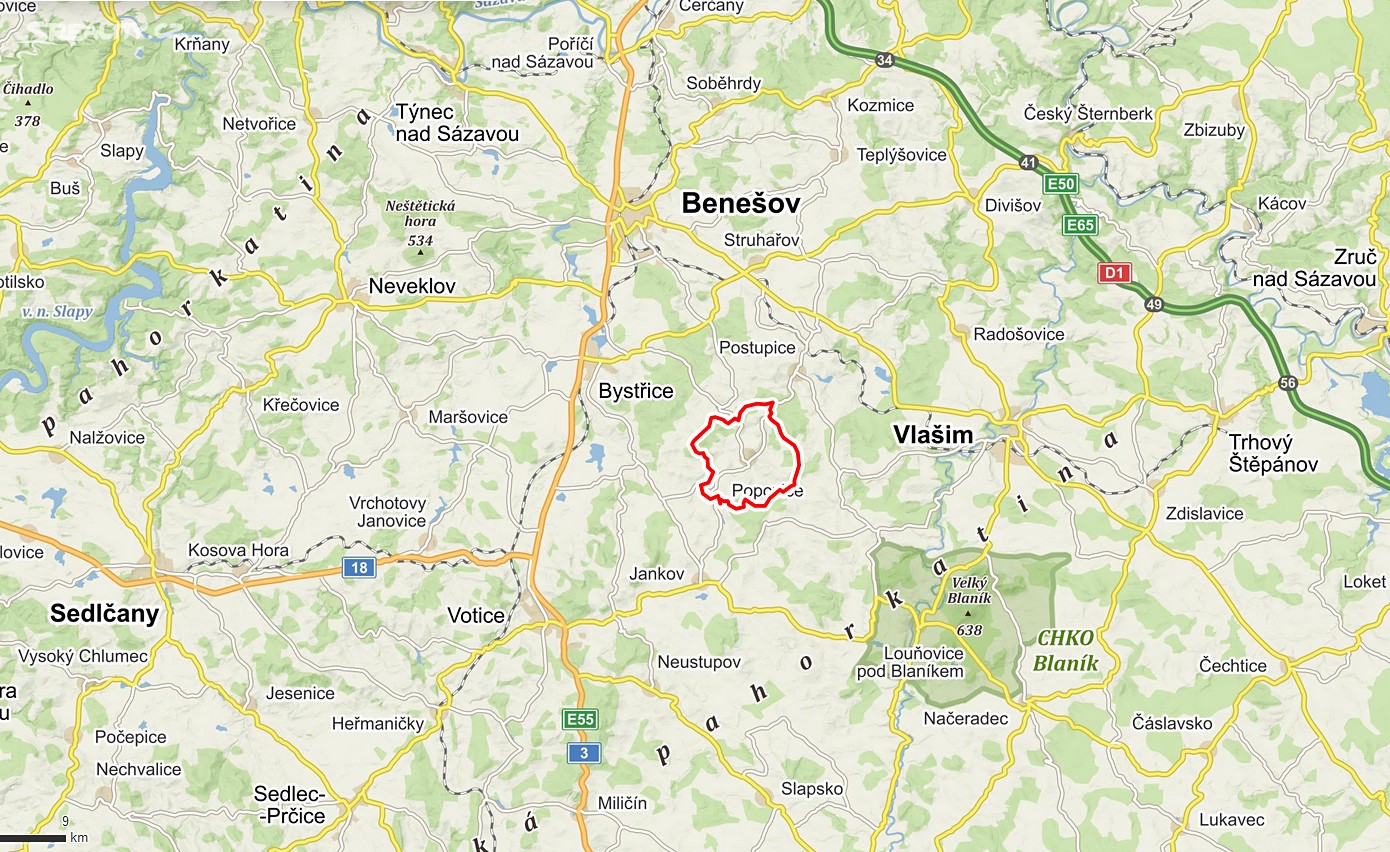 Pronájem  komerčního pozemku 17 800 m², Popovice, okres Benešov