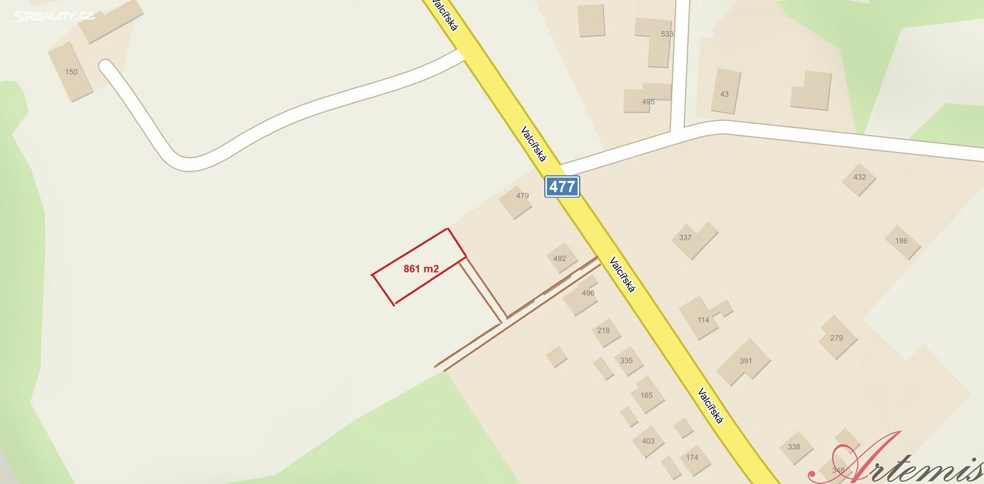 Prodej  stavebního pozemku 861 m², Valcířská, Frýdek-Místek - Lískovec