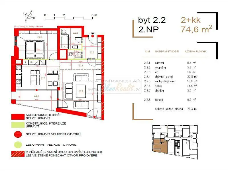 Prodej bytu 2+kk 62 m², Přerov - Přerov I-Město, okres Přerov