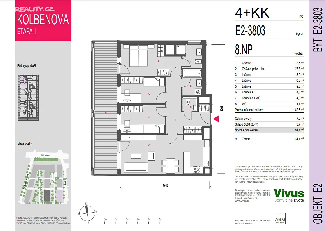 Prodej bytu 4+kk 94 m², Kolbenova, Praha 9