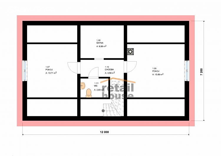 Prodej  projektu na klíč 110 m², pozemek 1 m², Pec, okres Domažlice