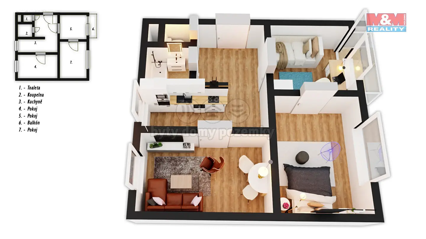 Prodej bytu 3+1 64 m², Podbořany - Letov, okres Louny