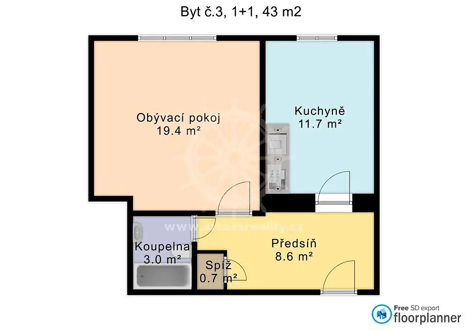 Pronájem bytu 1+1 43 m², Rotalova, Brno - Husovice