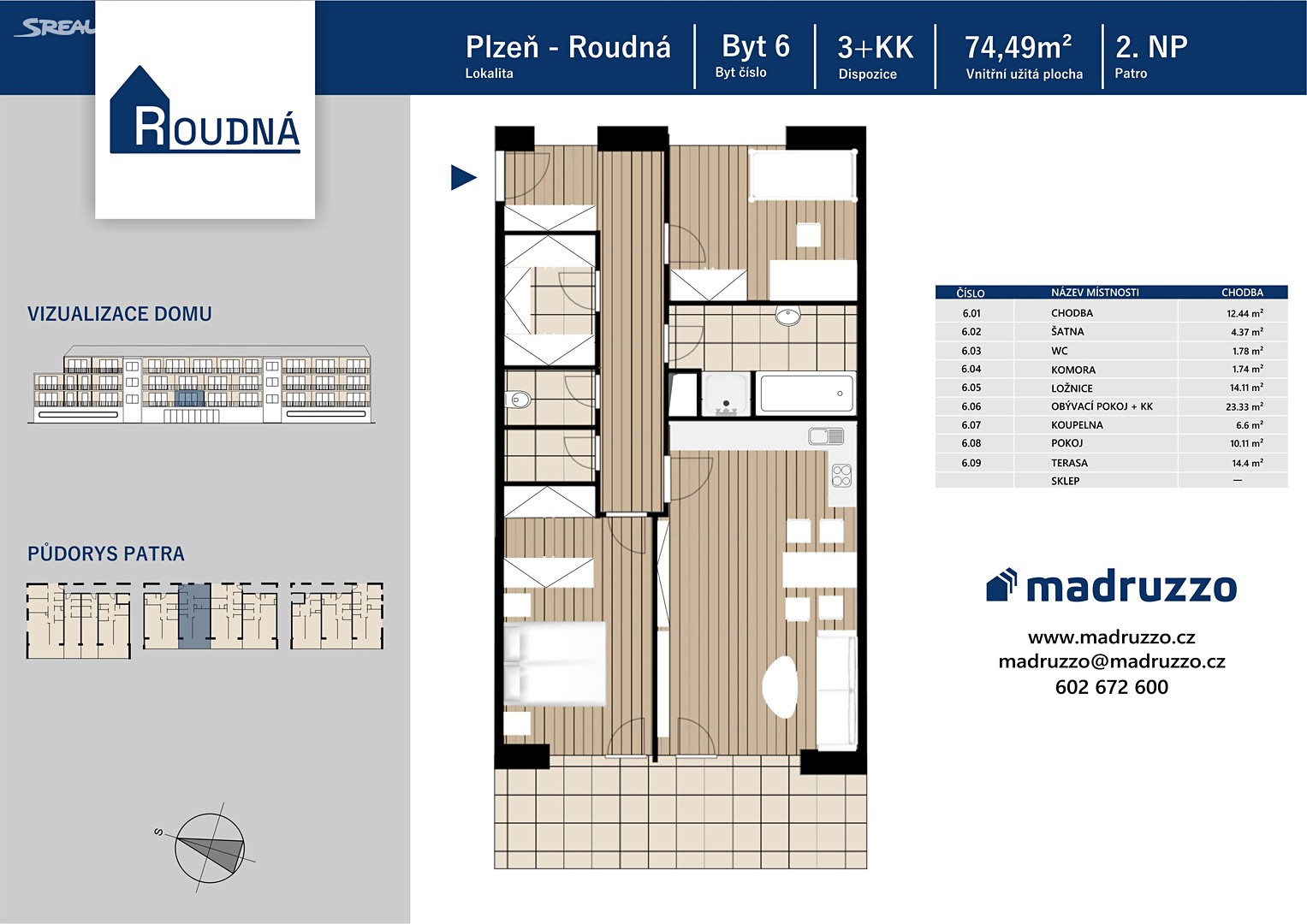 Prodej bytu 3+kk 75 m², Na Roudné, Plzeň - Plzeň 1