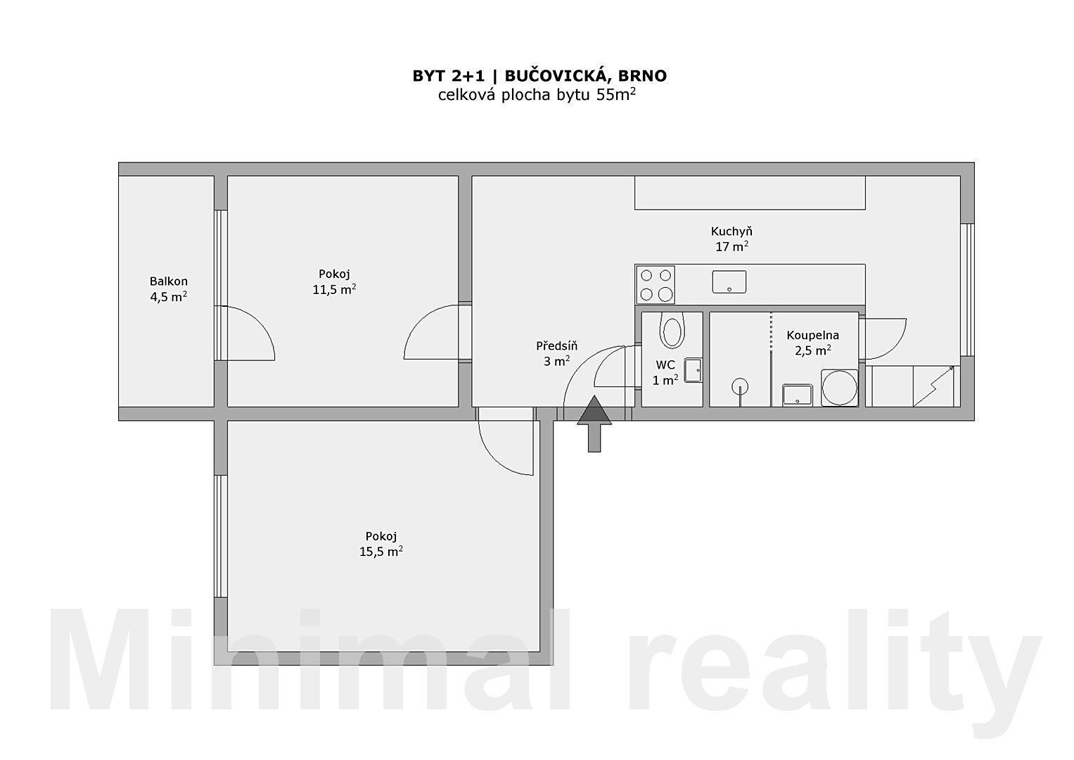 Pronájem bytu 2+1 55 m², Bučovická, Brno - Slatina