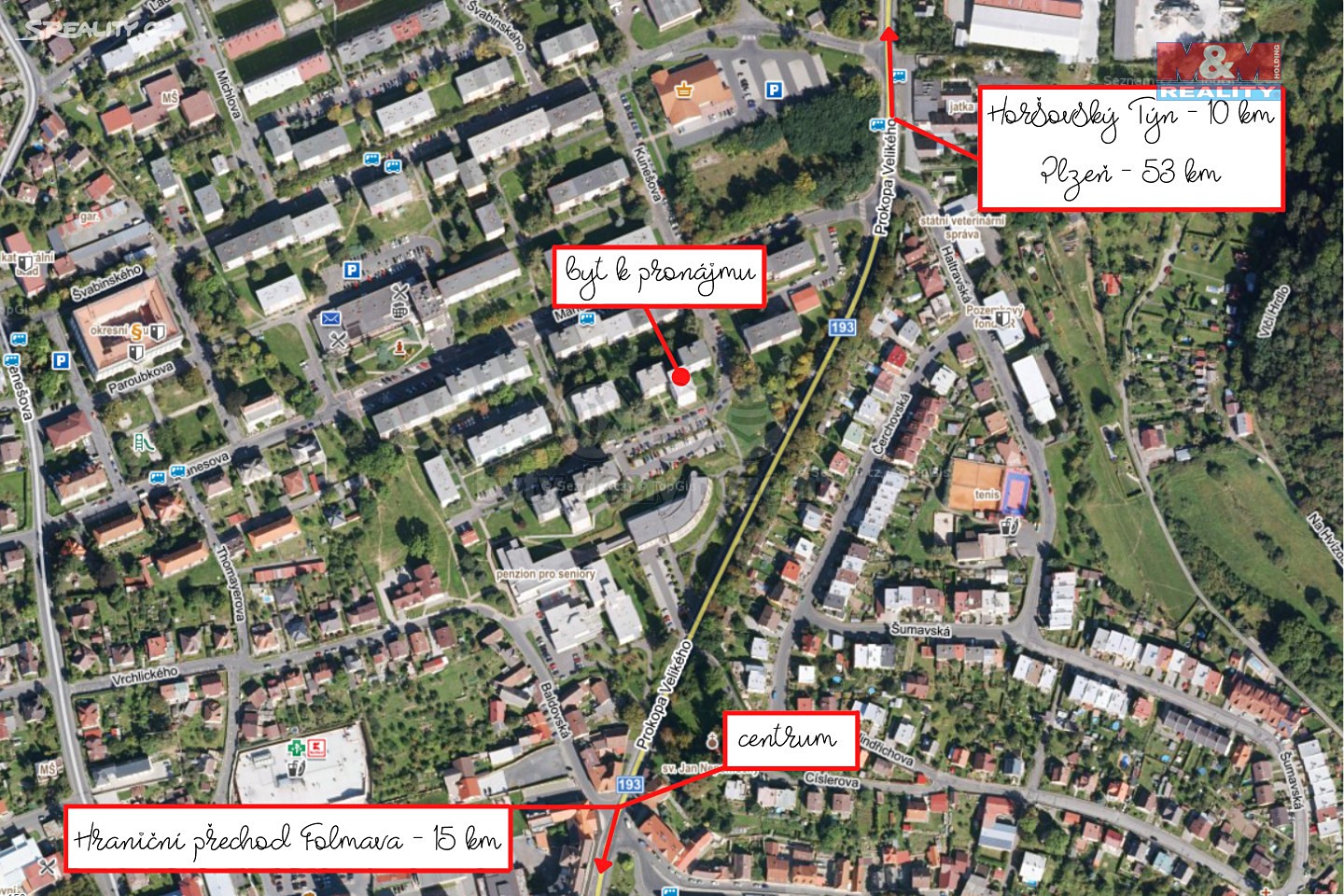 Pronájem bytu 2+1 68 m², Kunešova, Domažlice - Týnské Předměstí