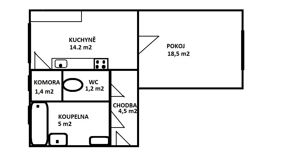 Pronájem bytu 1+1 44 m², Liškova, Litoměřice - Předměstí
