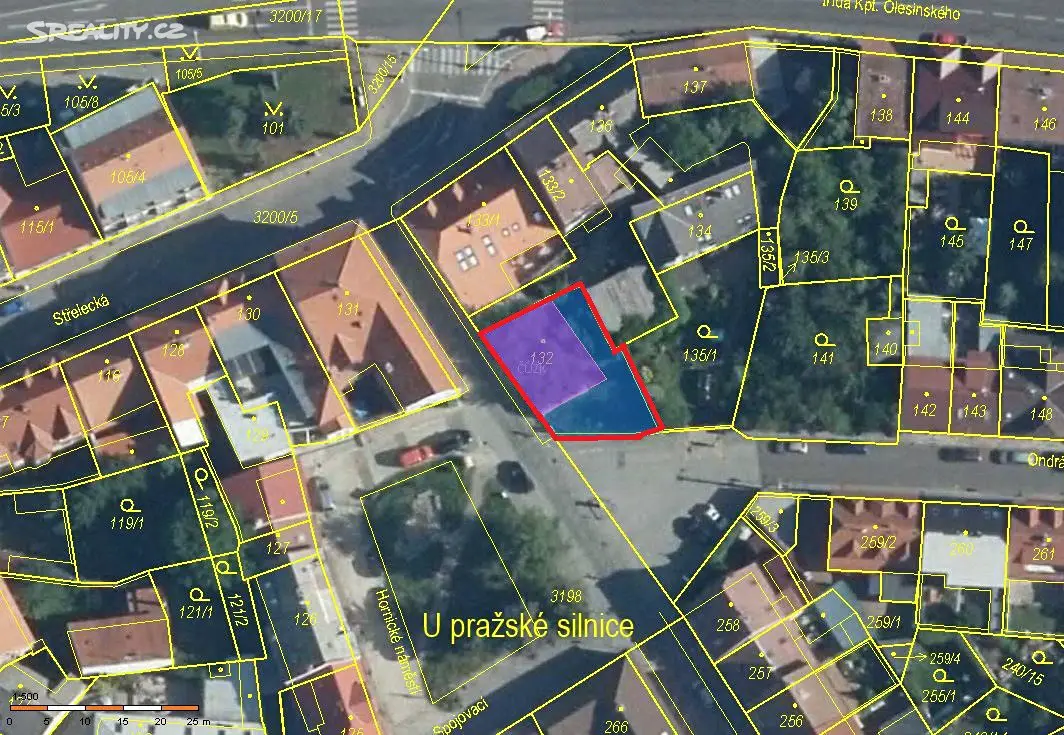 Prodej  stavebního pozemku 277 m², Hornické náměstí, Příbram - Příbram II