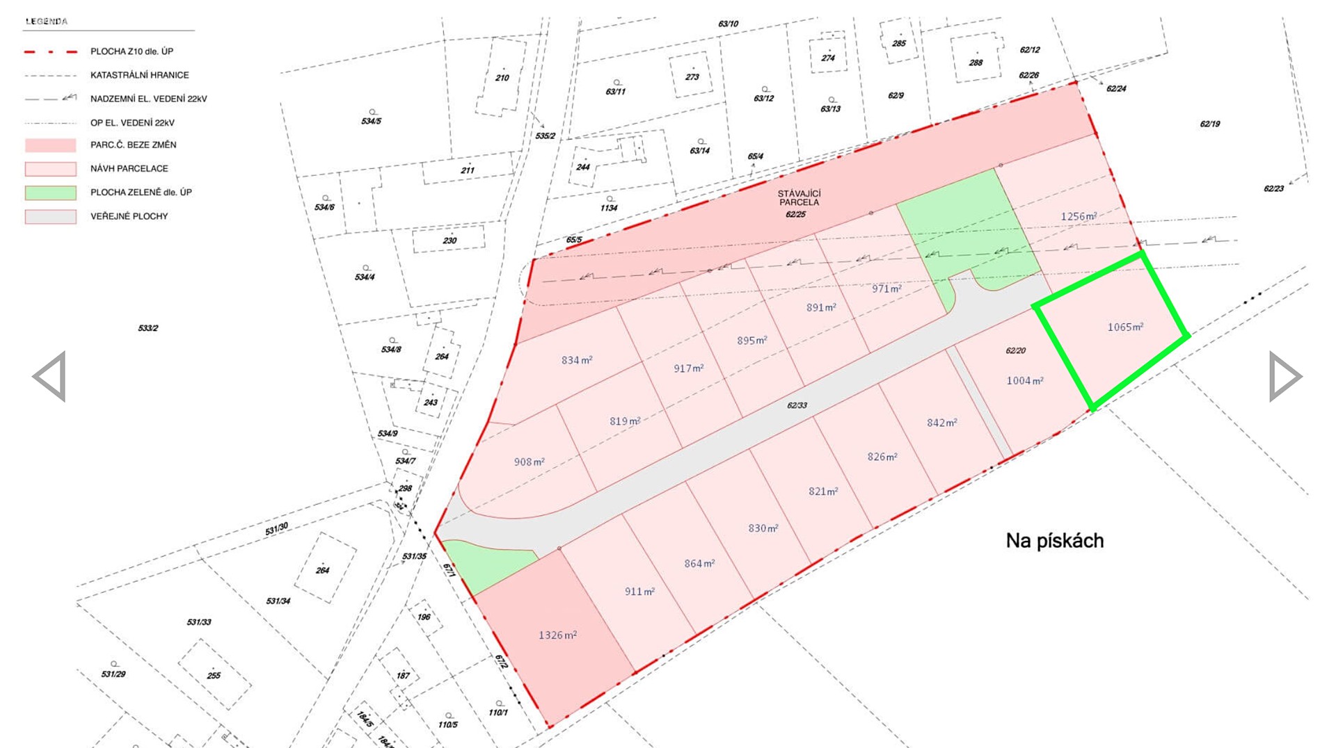 Prodej  stavebního pozemku 1 065 m², Nedomice, okres Mělník