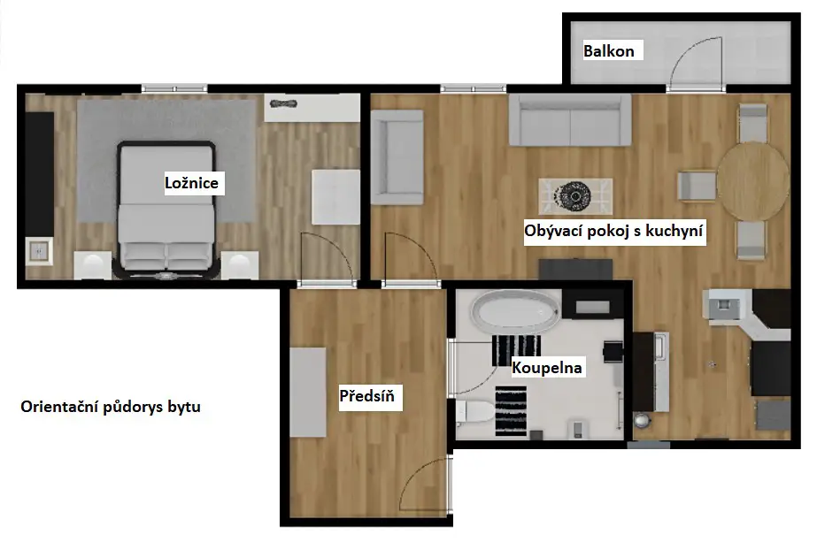 Pronájem bytu 2+kk 49 m², Pražská třída, Hradec Králové - Kukleny