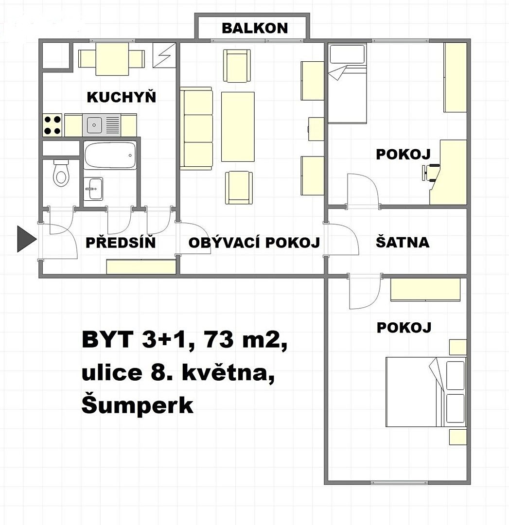 Prodej bytu 3+1 73 m², 8. května, Šumperk