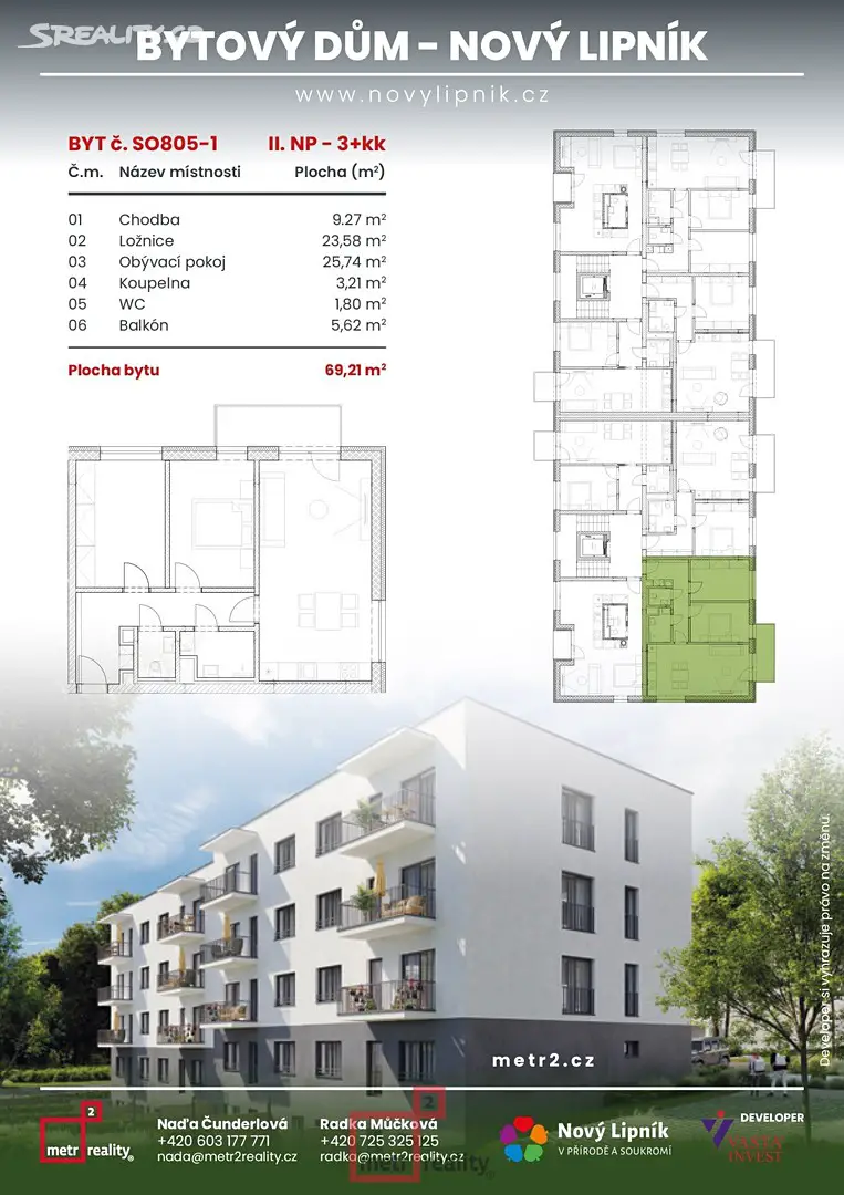 Prodej bytu 3+kk 69 m², Na Výsluní, Lipník nad Bečvou