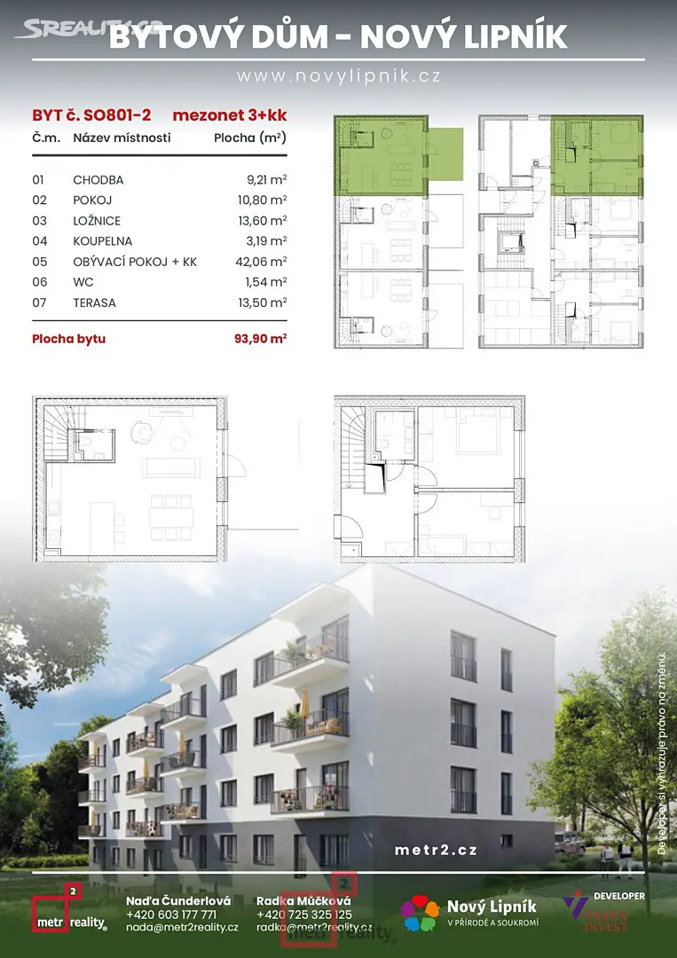 Prodej bytu 3+kk 94 m² (Mezonet), Na Výsluní, Lipník nad Bečvou