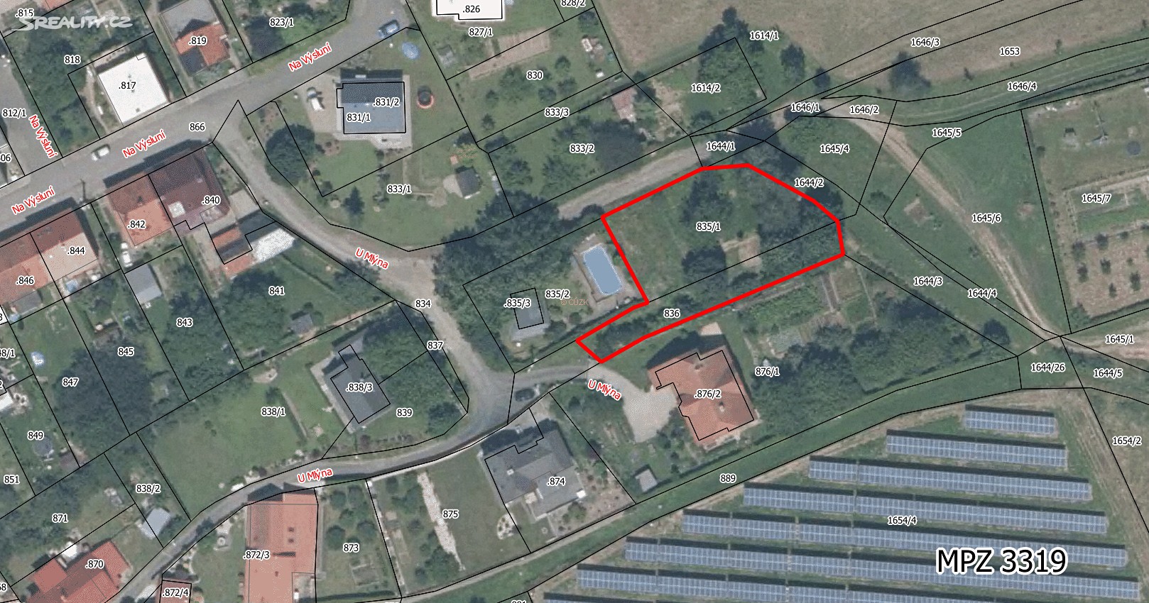 Prodej  stavebního pozemku 926 m², U Mlýna, Nový Jičín - Žilina