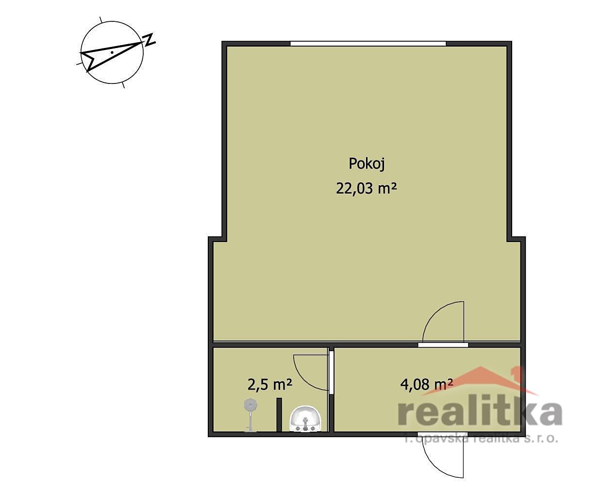 Pronájem bytu 1+kk 28 m², Pekařská, Opava - Předměstí
