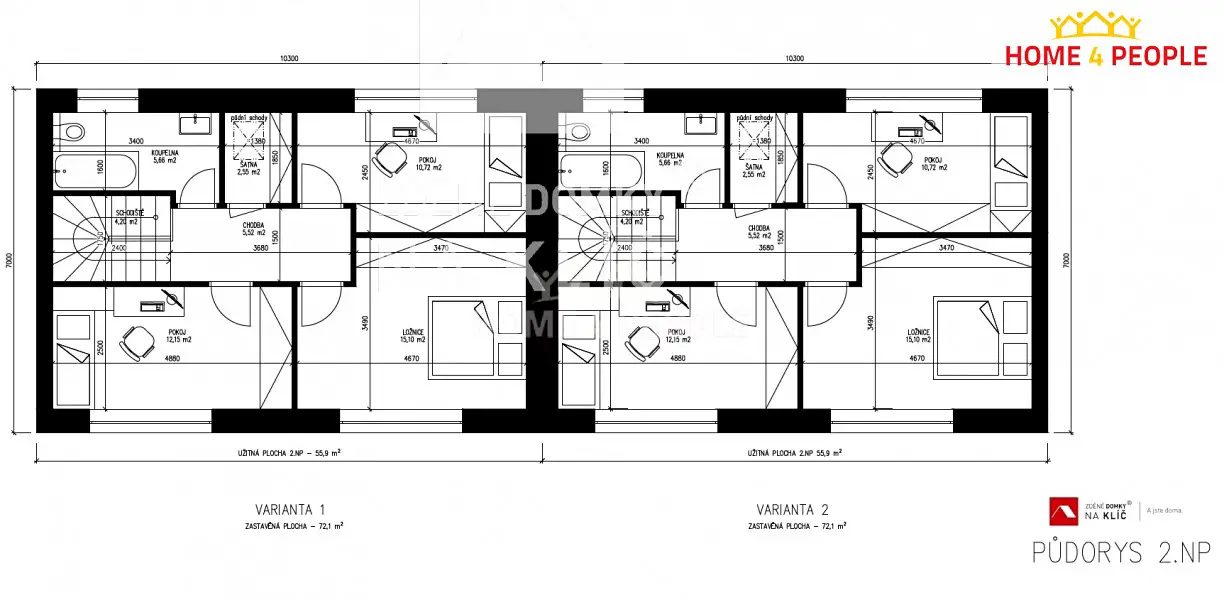 Prodej  projektu na klíč 120 m², pozemek 643 m², Losy, Uherský Brod - Těšov