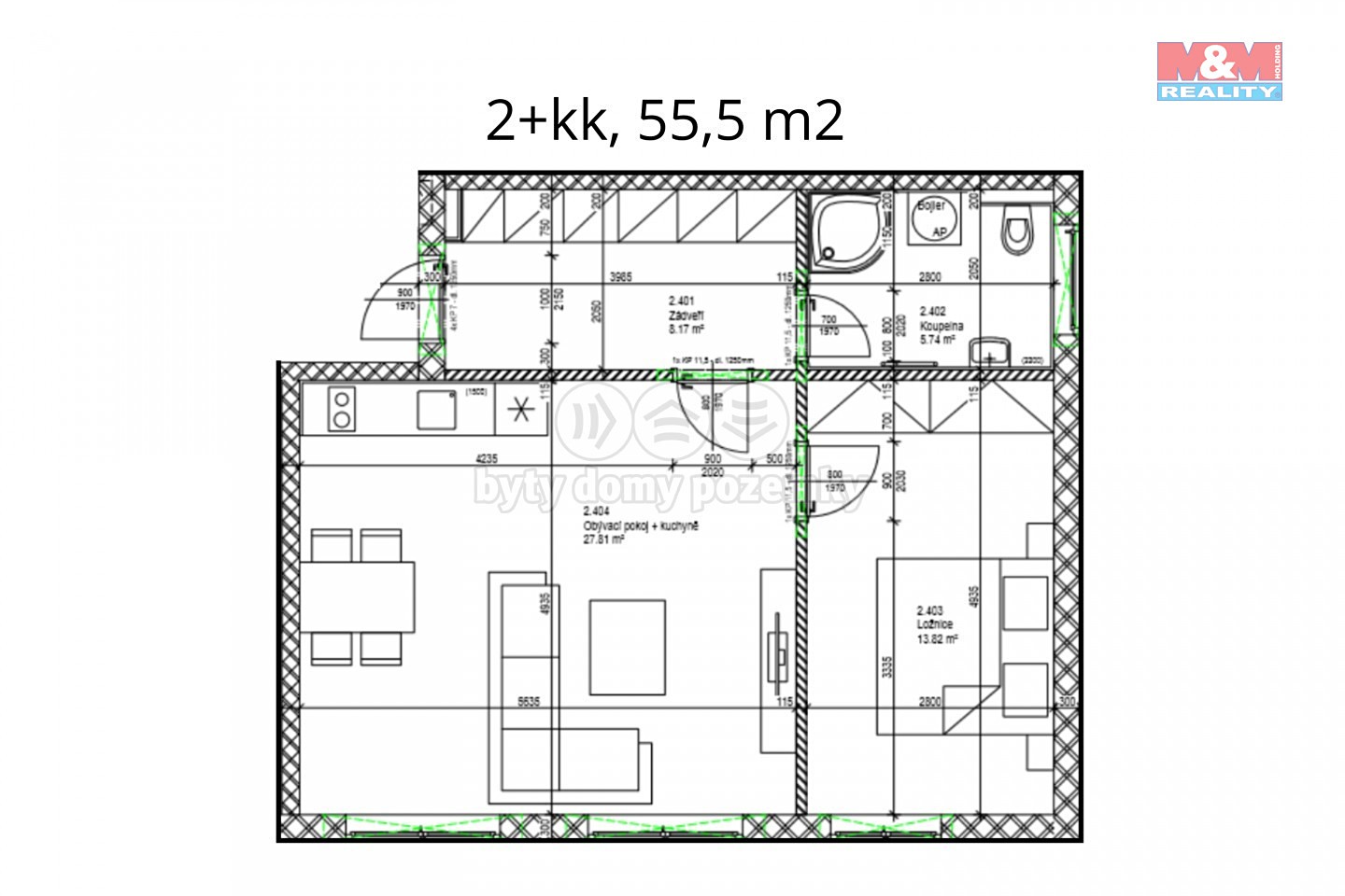 Pronájem bytu 2+kk 57 m², Na Potocích, Radnice