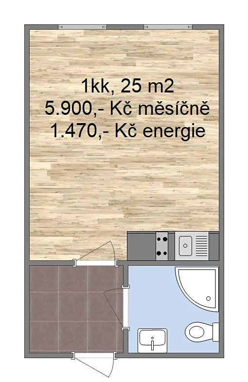 Pronájem bytu 1+kk 25 m² (Podkrovní), Rudolfovská tř., České Budějovice - České Budějovice 4