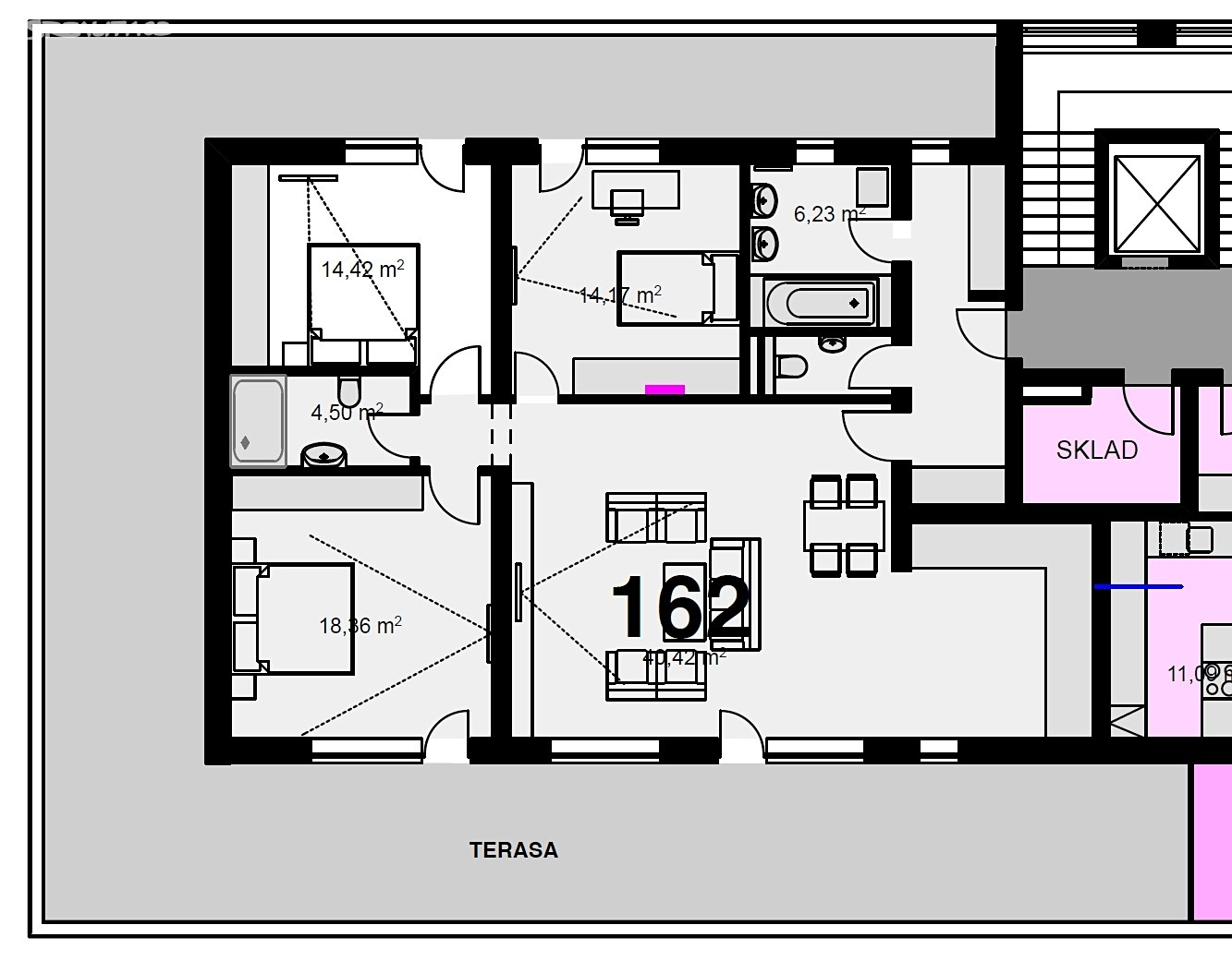Pronájem bytu 4+kk 106 m², Husova, Pardubice - Bílé Předměstí