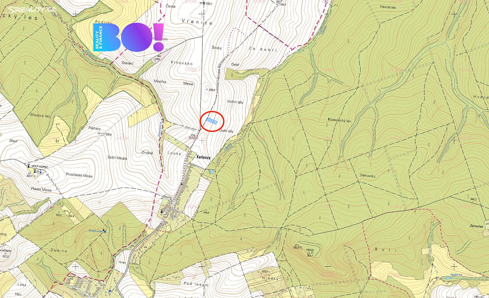 Prodej  pole 2 528 m², Kostelec u Holešova, okres Kroměříž