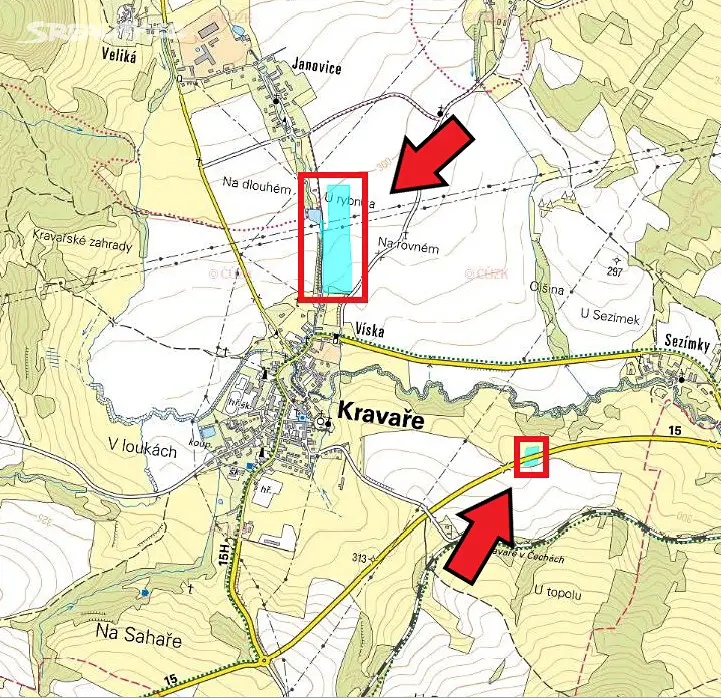 Prodej  pole 1 285 m², Kravaře, okres Česká Lípa
