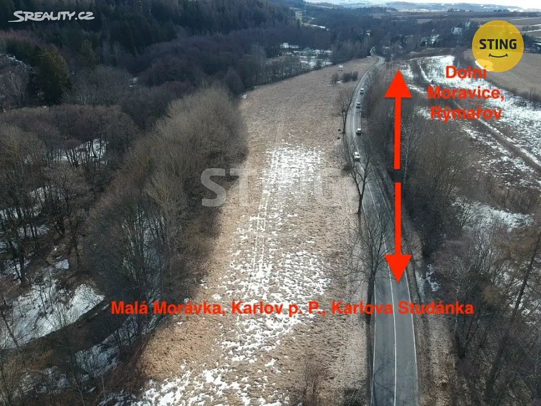 Prodej  stavebního pozemku 1 920 m², Dolní Moravice, okres Bruntál