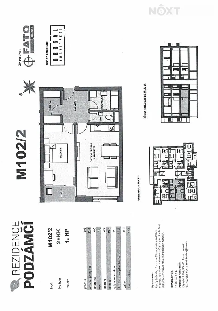 Pronájem bytu 2+kk 57 m², Pod Svahem, Hradec Králové - Třebeš