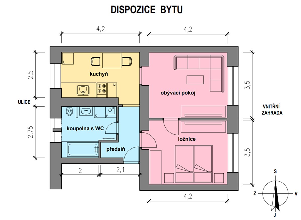 Pronájem bytu 2+1 50 m², Jaselská, Hranice - Hranice I-Město