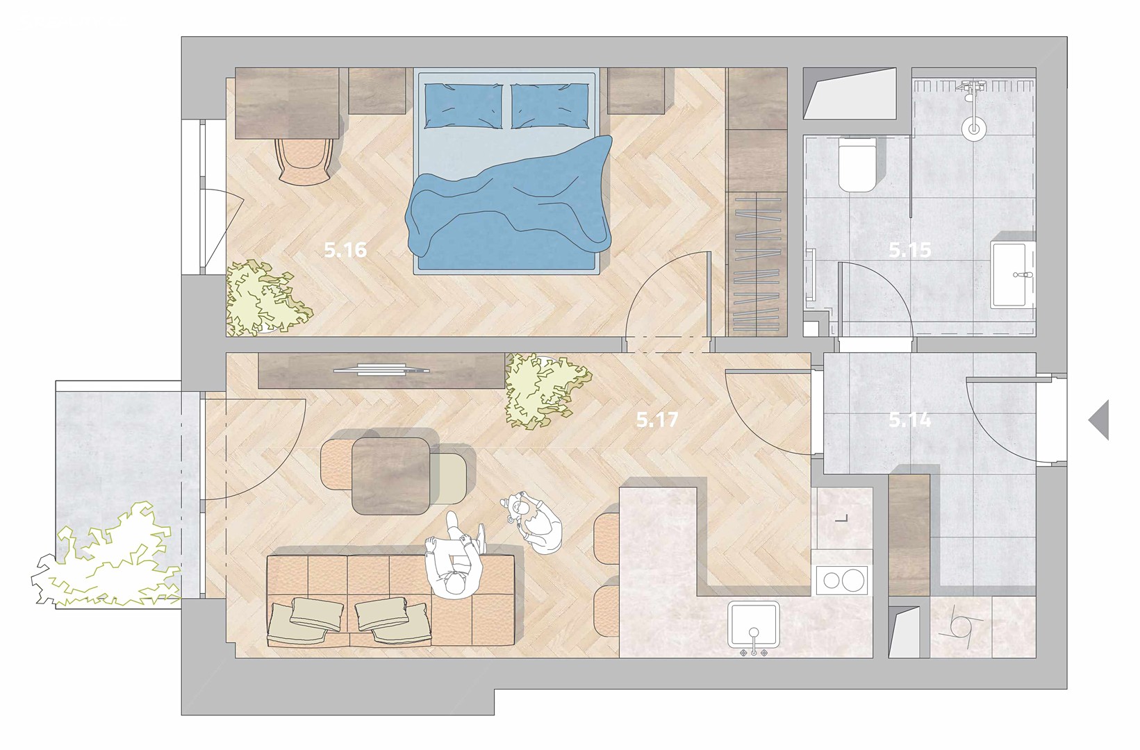 Pronájem bytu 2+kk 50 m², Příčná, Otrokovice