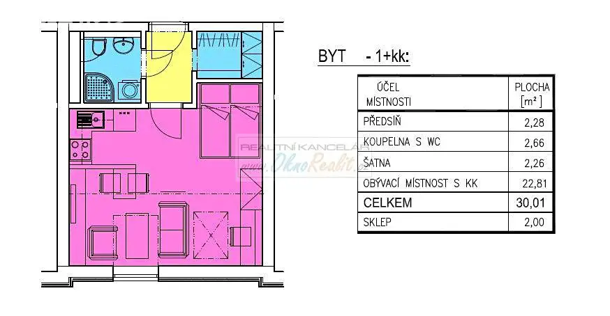 Pronájem bytu 1+kk 30 m², Tilhonova, Brno - Slatina