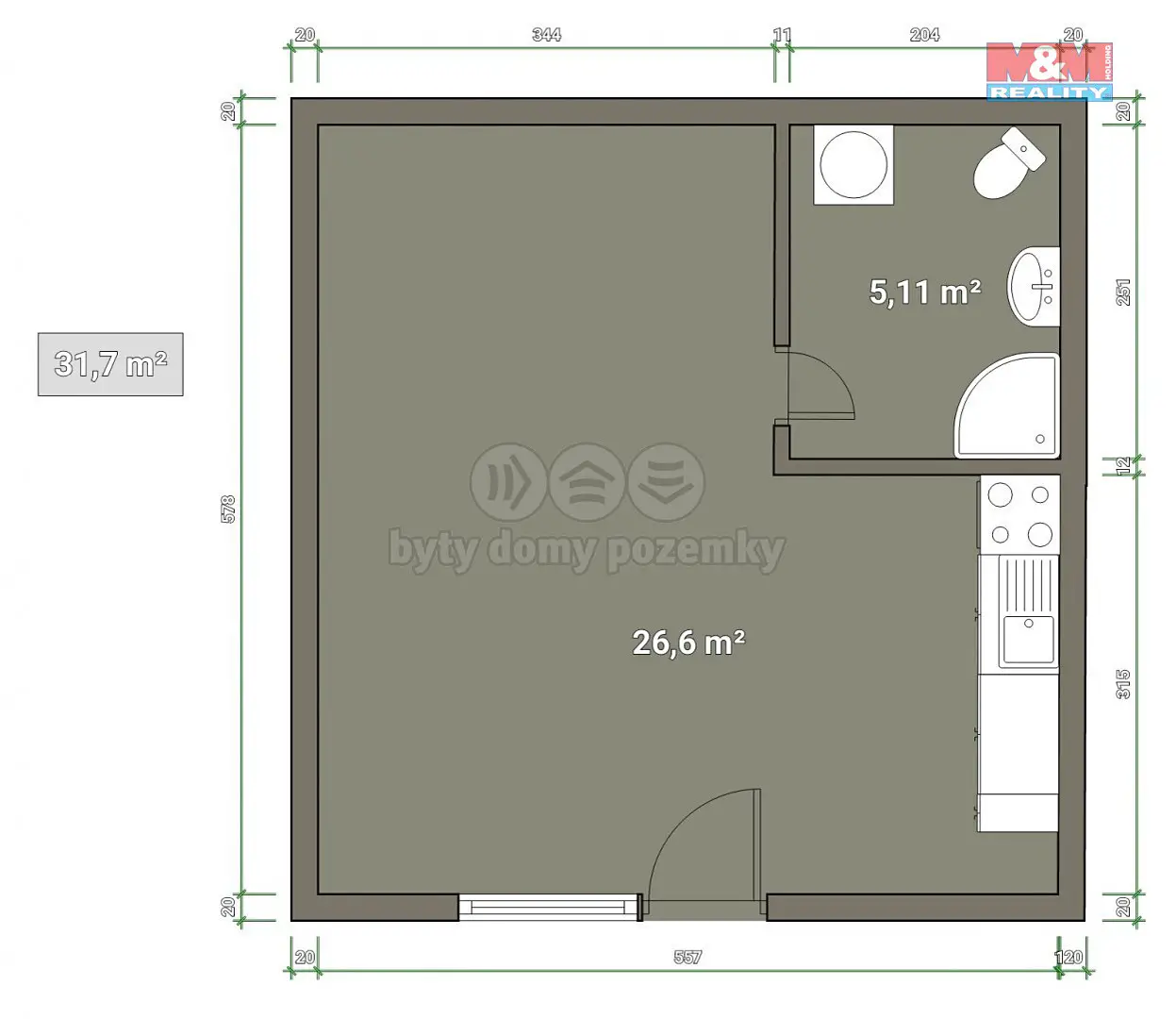 Pronájem bytu 1+kk 32 m², Křoví, okres Žďár nad Sázavou