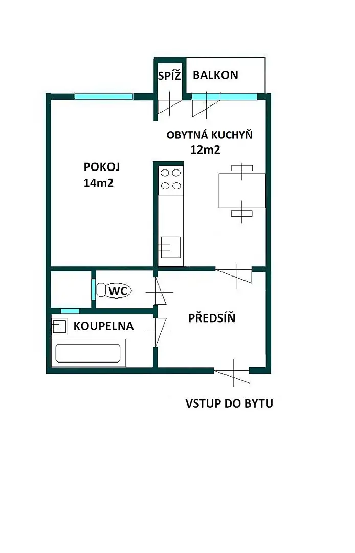 Pronájem bytu 1+1 40 m², Merhautova, Brno - Brno-sever
