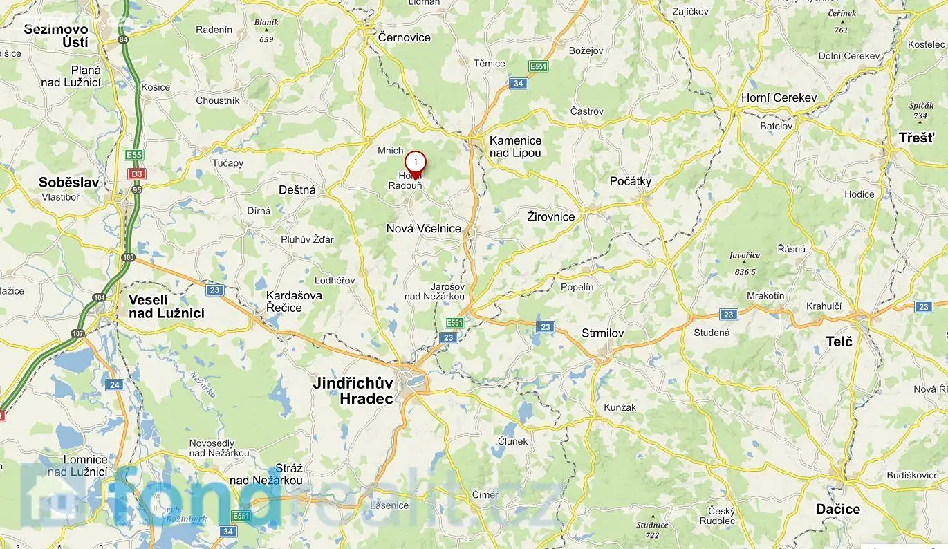 Prodej  pozemku 2 148 m², Horní Radouň - Starý Bozděchov, okres Jindřichův Hradec