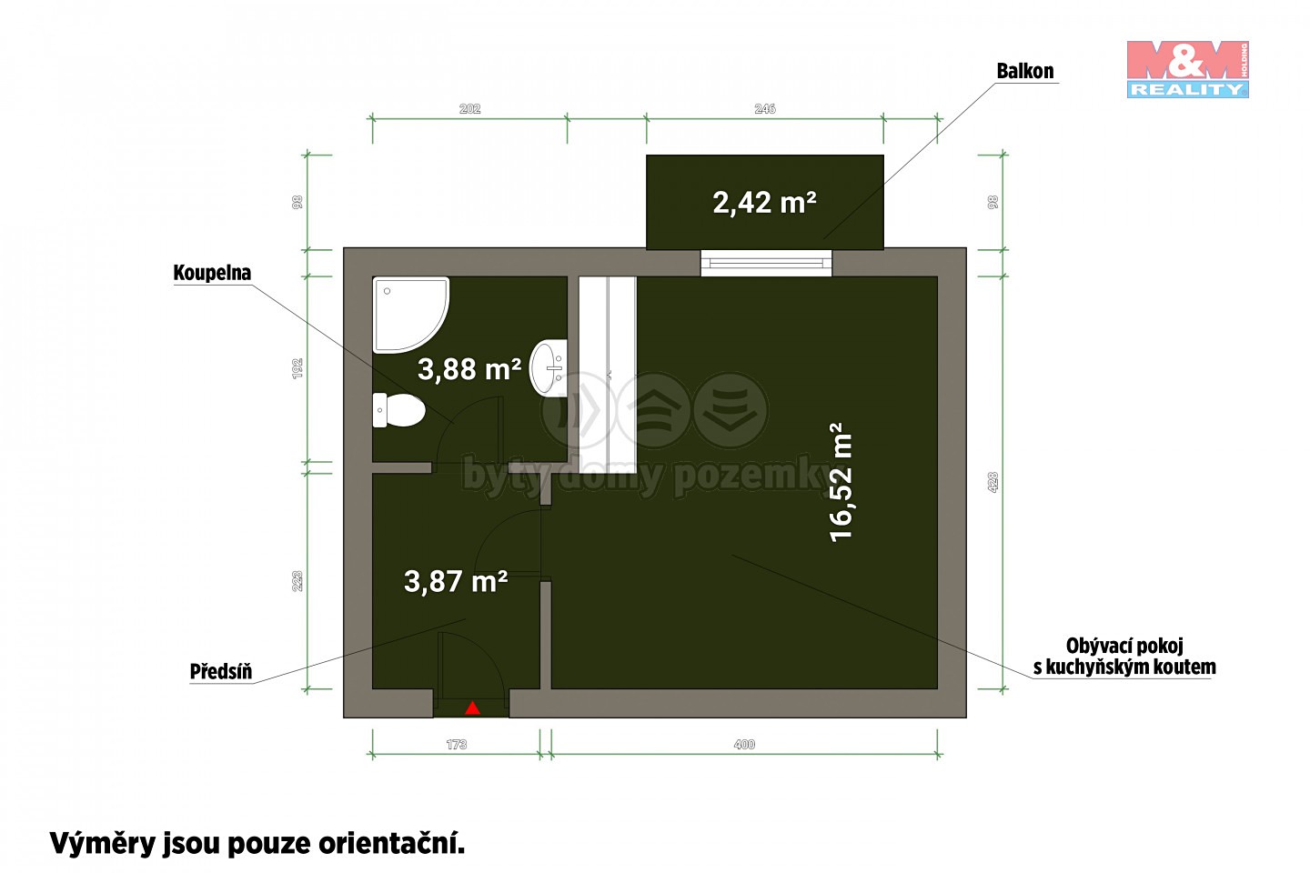 Pronájem bytu 1+kk 30 m², Brigádnická, Zbůch